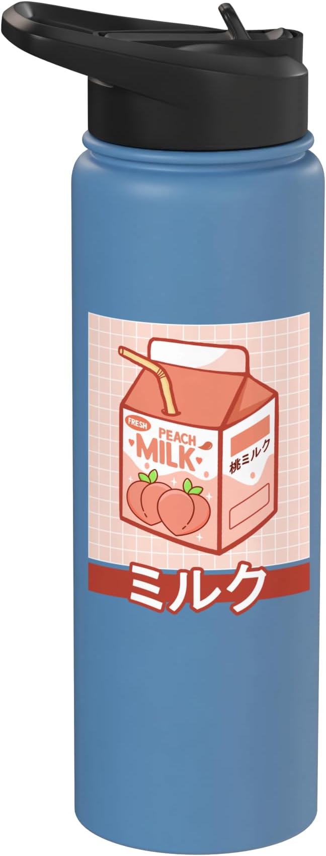 Cute Funny 90s Japanese Kawaii Aesthetic Peach Milk Stainless Steel Insulated Water Bottle