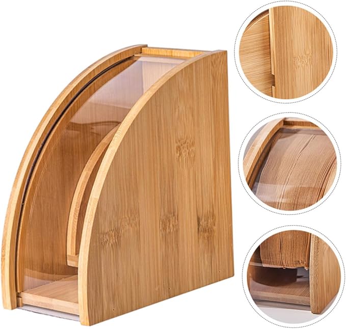 DECHOUS Coffee Filter Holder, Coffee Paper Storage Container for #1#2 V 60 Coffee Filters Bamboo Coffee Filter Paper Dispenser Rack with Dustproof Cover Filter Organizer