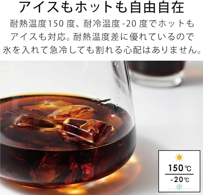 &NE NNS-371 Glass Dripper & Server with Stainless Steel Filter, Clear, Width 6.3 x Depth 4.7 x Height 6.1 inches (16 x 12 x 15.5 cm), Actual Capacity, 15.9 fl oz (450 ml), Heat Resistant Glass