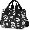 Gothic Skeleton Insulated Lunch Bag Reusable Lunch Tote Bag Cooler Bag for Women Men Adult Lunch Box with Adjustable Shoulder Strap Leakproof Lunch Bag for Work School Picnic Camping