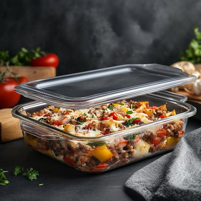 LIVWELL Smart Touch 6-Quart Glass Air Fryer with LED Touch Screen & Pull-Out Drawer | 12 Presets, PFOA & PFAS-Free | Dishwasher-Safe Casserole, Silicone Handles & Trivet Included