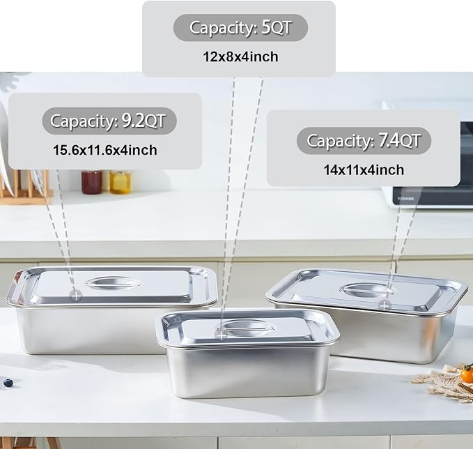 4 Inch Extra Deep Lasagna Baking Pan with Lid, 11x14 Inch 7.4QT Large Stainless Steel Nonstick Lasagna Baking Roasting Pans Casserole Dishes for Oven with Lids(M, 1 Pack)