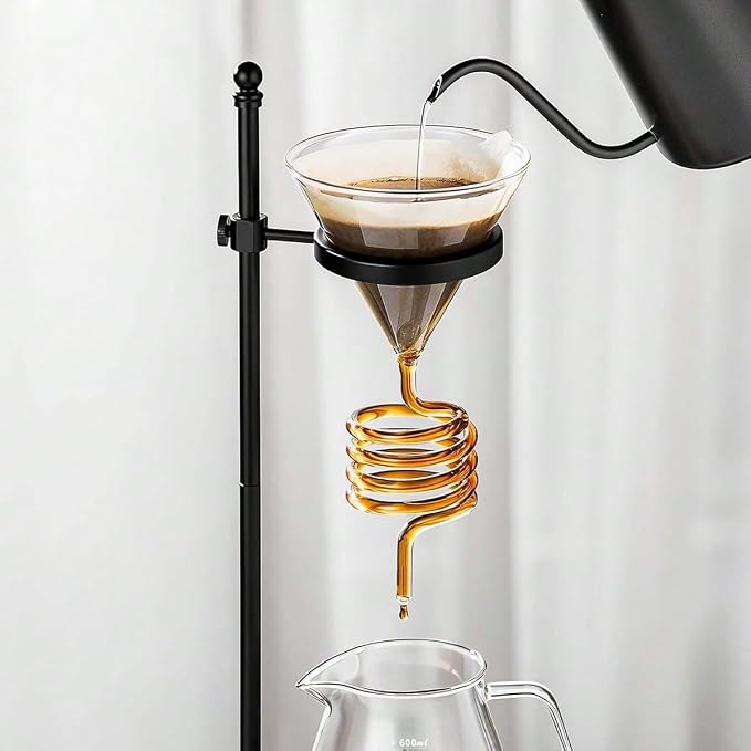 Glass Spiral Coffee Dripper – V60 Pour Over Coffee Maker, Spiral Design Coffee Dripper for Drip Coffee Pour Over & Travel Filter Coffee