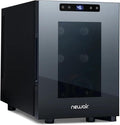 NewAir 10" Wine Fridge for 6 Bottles | Freestanding Wine Cooler Refrigerator with Glass Door | Compact Countertop Storage with Precision Cooling & Quiet Operation | Black