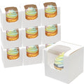 qiqee Cupcake Boxes 200-Packs Individual Cupcake Container White 3.5" x 3.5" x 3.5" Single Auto-pop up Cupcake Boxes