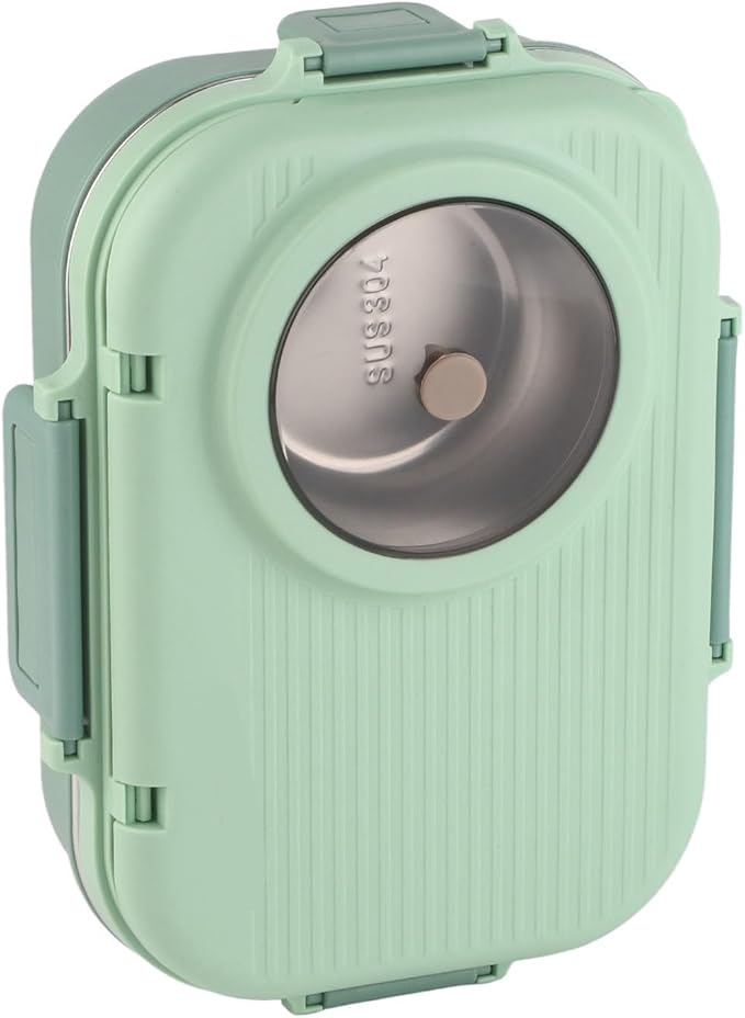 Thermal Lu Box For Hot Food Thermal Tazon,Lu Box Lu Box Thermal Lu Box 1100Ml Double Layer 3 Grid Design 304 Stainl Steel Box With Chopsticks Spoon Soup Bowl G (Green)