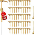 50 Pcs Gold Coffee Syrup Pump Dispenser, Compatible with 25.4 Oz/750 ml Bottles Squirt Syrup Pump Bulk Great for Home & Coffee Bar Drinking Mixes, Tea, Beverage, Cocktails, Plus Spoons
