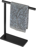 JQK Hand Towel Holder Stand Black, Modern Tree Rack Free Standing for Countertop with 12 Inch Bar, 304 Stainless Steel Matte Black Thicken 0.8mm, HTT170-PB