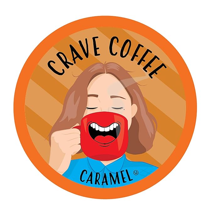 Crave Beverages Flavored Coffee Pods, Compatible with Keurig K-Cup Brewers, Single Serve Caramel, 100 Count