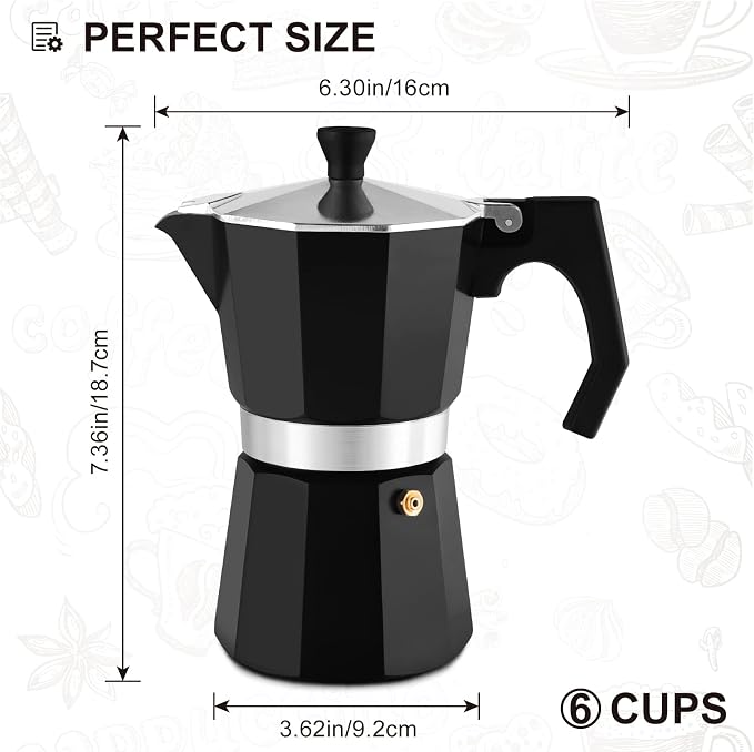 wedrink Stovetop Espresso Maker Aluminum Moka Pot 6 Cups Cuban Coffee Maker Stovetop Coffee Maker Moka Italian Espresso