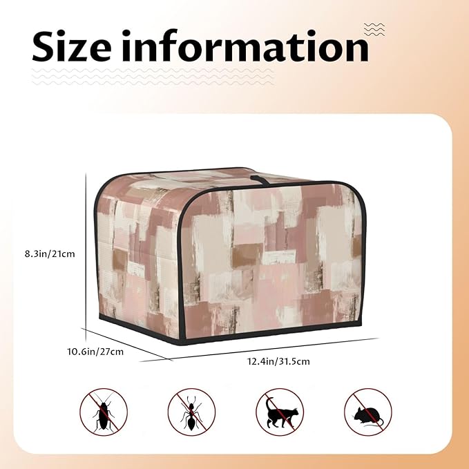 Toaster Cover 4 Slice Modern Art Dusty Pink Abstract Kitchen Small Appliance Covers with Pockets Dust and Fingerprint Protection