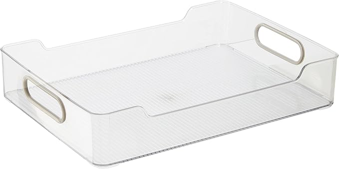 Oggi Cabinet/Drawer Storage Bin - 14" x 10", Clear/Gray, Ideal for Kitchen Organization, Pantry Storage, Fridge Organizing - Set of 6