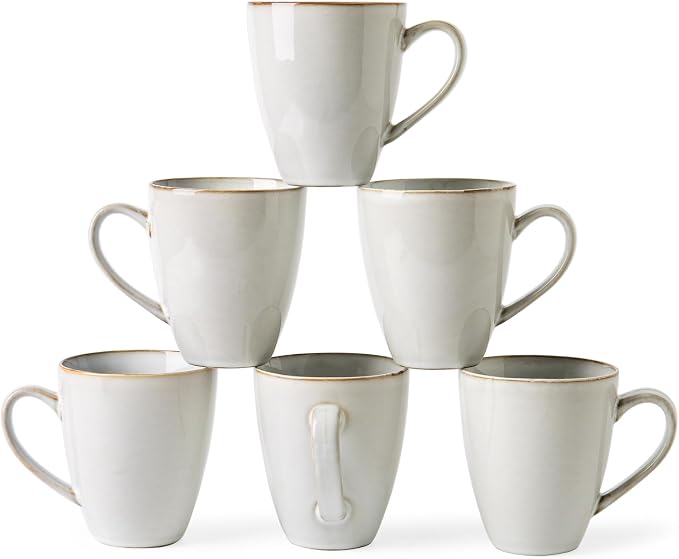 MONITO Coffee Mugs Sets, Large Ceramic Coffee Mugs，Modern Coffee Mugs Set with handle for Tea/Latte/Cappuccino/Milk/Cocoa, Funny Tea Cups for Office and Home (6, Light blue)