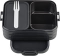 Mepal Bento Box Midi - Lunch Box with Bento Box - for 2 Sandwiches or 4 Slices of Bread - Lunch Box for Sandwiches, Small Snacks & Left Overs - Lunch Box Adults - Nordic Black