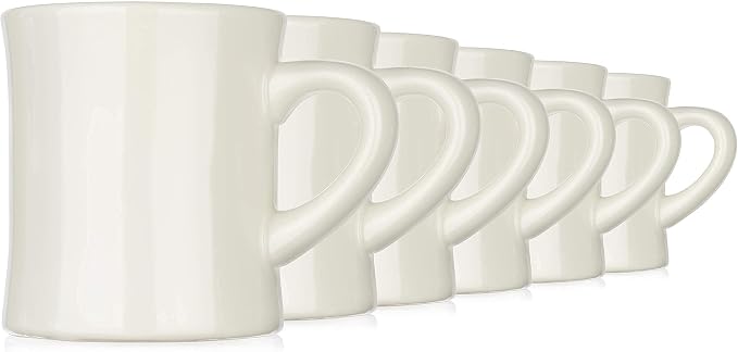 COLETTI Diner Coffee Mugs — Restaurant Coffee Mugs, Retro Coffee Mug – Sturdy & Heavy Diner Mug – Nostalgia in Every Sip [Cream, 11 oz, Set of 6]