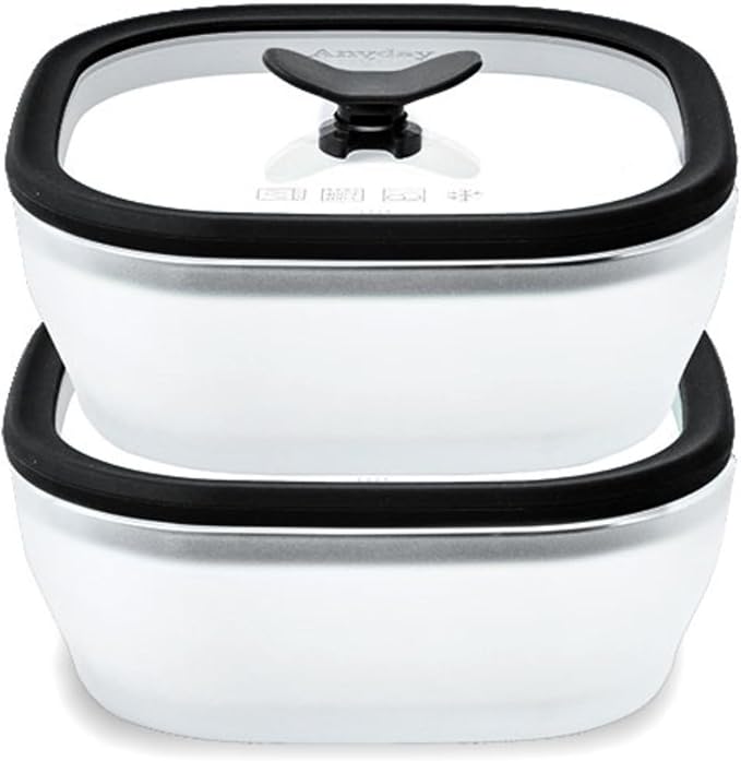Anyday 2 Pack 2.5 Cup Microwavable Glass Lunch Containers With Glass Lids, Microwave Safe Lunch Bowls with Lids for Work, Food Storage, Bento Box Meal Prep Container