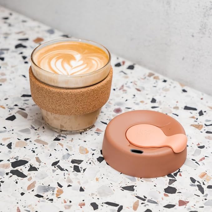 KeepCup Brew Cork, Reusable Glass Tumbler with Natural Cork, Short Coffee Cup 8oz/227ml - Frappe