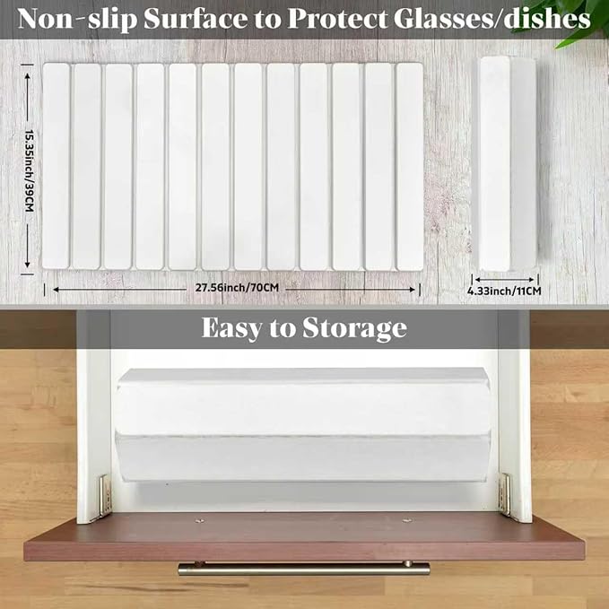 Large Stone Dish Drying Mats for Kitchen Counter, 28"(L)×16"(W), Fast Drying Collapsible Dish Drying Mat, Eco-Friendly Absorbent Diatomaceous Earth Mats for Dishes Cups, Match Any Countertop