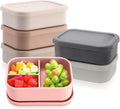 Honeydak 6 Pcs Silicone Bento Box for Adults, 3 Compartment Lunchable Food Container for Women Men, Leak Proof Microwave Dishwasher Freezer Safe (Light Colors)