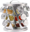 Portable Stainless Steel Spice Rack with 12 Spice Jars Included Revolving Spice Organizer for Kitchen Tower Storage Rack for Spices and Seasoning Silver