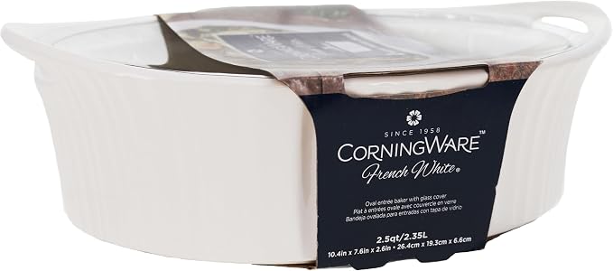 CorningWare French White 2.5-quart Oval Casserole with Glass Lid