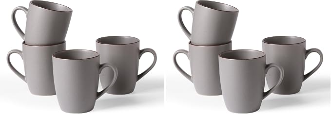 famiware Venus Coffee Mugs for 4, 12 oz Mug Set, Dringking Cup with Handle for Coffee, Tea, Cocoa, Milk, Dark Grey (Pack of 2)