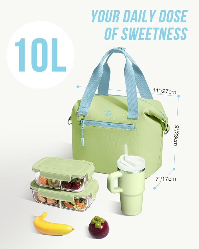 GLORIEROO Pastel Lunch Box Women | Insulated Soft Waterproof Leakproof Lunch Bag Cooler | Adjustable Strap | BPA-Free