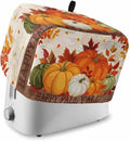 Orange Pumpkins Fall Toaster Cover 2 Slice, Thanksgiving Maple Leaf Dustproof Bakeware Oven Protector with Top Hook, Autumn Retro Waterproof Small Kitchen Appliance Toasters Dust Cover, 12"x7.5"x8"