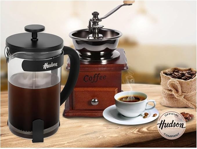 HUDSON French Press Coffee and Tea Maker, 6 cups, black