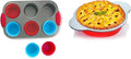 Baking Set: Non-Stick Steel Jumbo 6 Cup Muffin Pan with Silicone Handles & Reusable Liners and 9 Inch Silicone Round Cake Pan with Steel Frame Handles - Bake, Enjoy, Repeat!