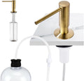 Avola Brushed Gold Deck Mounted Lotion or Soap Dispenser for Kitchen Sink, Spot-Free Brass Pump Liquid Lotion Kitchen Sink Soap Dispenser with 47" Extension Tube Kit&17 OZ PET Bottle