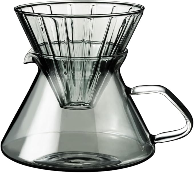 &NE NNS-372 Glass Dripper & Server, Gray, Width 6.7 x Depth 5.3 x Height 5.7 inches (17 x 13.5 x 14.5 cm), Actual Capacity 8.5 fl oz (250 ml), Coffee Set, Heat Resistant Glass, Paper Filter, Microwave
