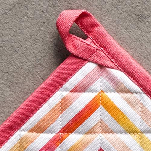 Maison d' Hermine Pot Holders 100% Cotton Heat Resistant Potholders 8" x 8" Hot Pads with Loop BBQ Cooking Baking Gifts for Mothers Day Handling Hot Pans Spring/Summer (Pack of 1, Summer Maze)