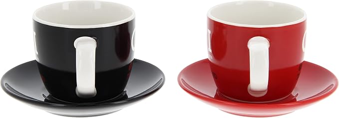 BRISA VW Collection - Volkswagen Espresso Cups Coffee-Tea-Cappuccino Set in GTI Design (The Legend/Red & Black/2-Piece Set/100ml/3.4 fl oz)