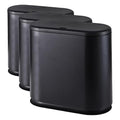Cq acrylic 12 Liter Rectangular Plastic Trash Can Wastebasket with Press Type Lid,3.17 Gallon Dog Proof Garbage Container Bin for Bathroom,Powder Room,Bedroom,Kitchen,Craft Room,Office (Black)