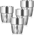 Steel Cups, 10 oz Insulated Tumbler, 4 Pack Double Wall Unbreakable Stackable Water Tumblers Insulated Stainless Metal Cup Premium Drinking Glasses for Travel Camping Home Outdoor