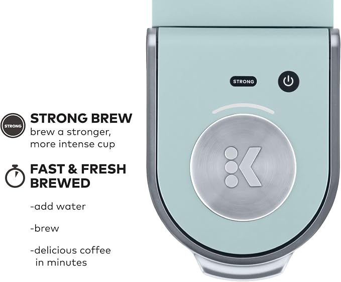 Keurig K-Mini Plus Single Serve K-Cup Pod Coffee Maker, with 6 to 12oz Brew Size, Stores up to 9 K-Cup Pods, Travel Mug Friendly, Misty Green
