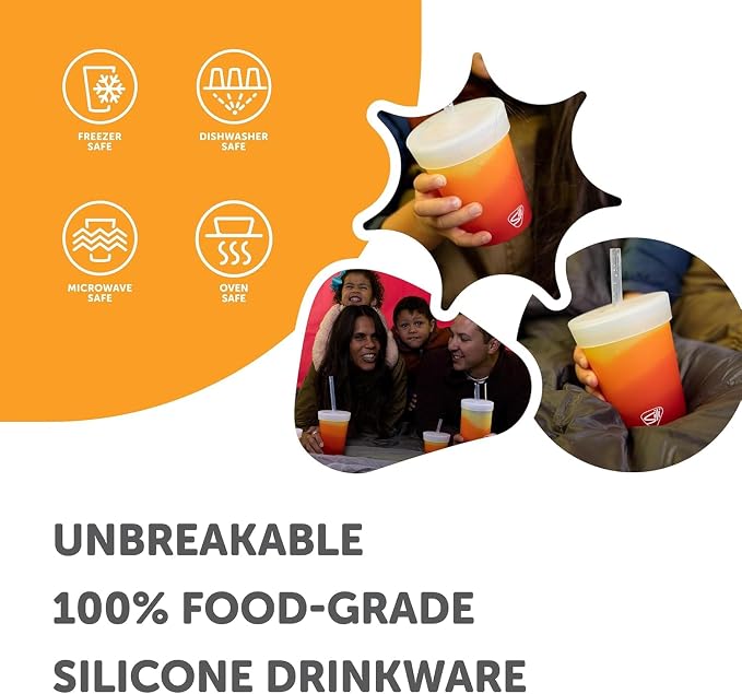 Silipint 1.5oz Silicone Shot Glasses with Handle – 4 Pack Unbreakable, BPA-Free, Non-Toxic, Dishwasher & Freezer Safe Shot Cups – Marigold Glasses