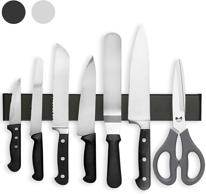 Magnetic Knife Holder for Wall, 20" Magnetic Knife Strips, Stainless Steel Magnetic Bar as a Knife Holder, Magnetic Strip for Knives for Kitchen Utensil Organizer (Black, 20 Inch)