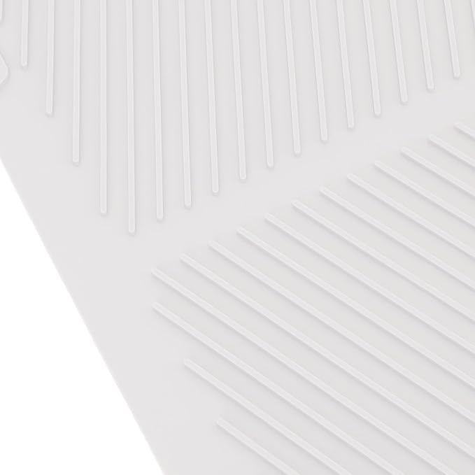 Draining Board Mat, Non Slip Silicone Dish Drying Mat Flume Drain Board Drainer Mat for Kitchen Countertop Tabletop Accessories (White)