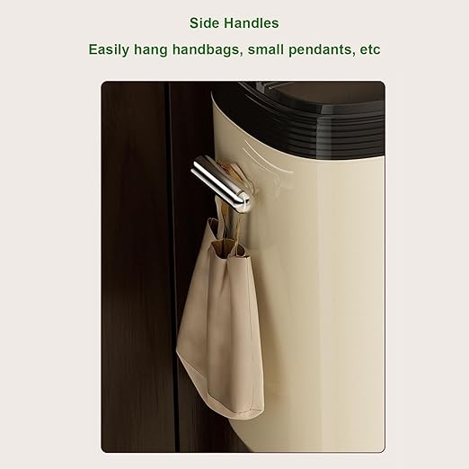 Tall Trash Can with Wheels, 15L Large Capacity Narrow Garbage Can with Elevated Legs, Trash Bin for Kitchen Bathroom Living Room Office (Cream White)