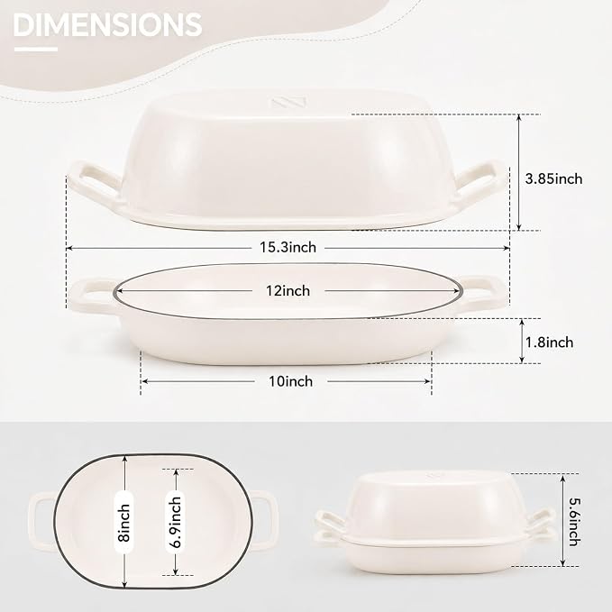 Enameled Cast Iron Oval Bread Oven White