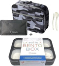 kinsho Camo Lunch Boxes for Boys Teens Adults - Bento Box Set with Insulated Bag and Ice Pack, 3 Compartment Leak Proof Food Container, BPA-Free, Microwave Safe, Ideal for School & Work, Black Gray