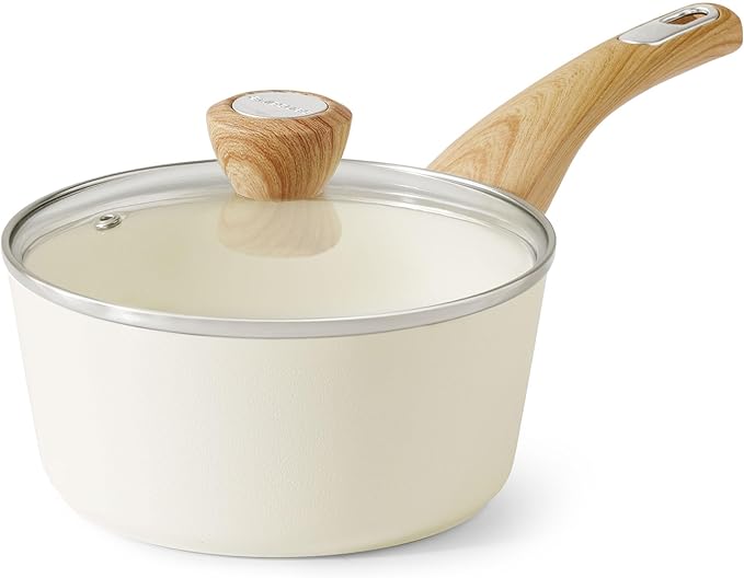 SENSARTE 14-Piece Ceramic Cookware Sets,Non toxic Healthy Non Stick Kitchen Cooking Set,1.5 Quart Sauce Pan with Lid, Induction Pot