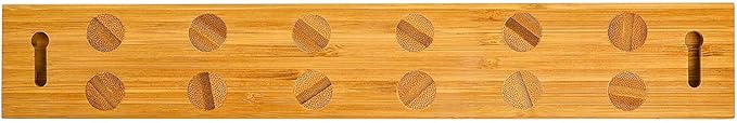 Heavy Duty 15" Bamboo Knife Magnetic Strip With 6 Dual-Magnet Zones | Wall Mounted Magnetic Knife Holder Holds 6 Knife & Tool | Wooden Magnetic Knife Rack- Mounting Hardware Included
