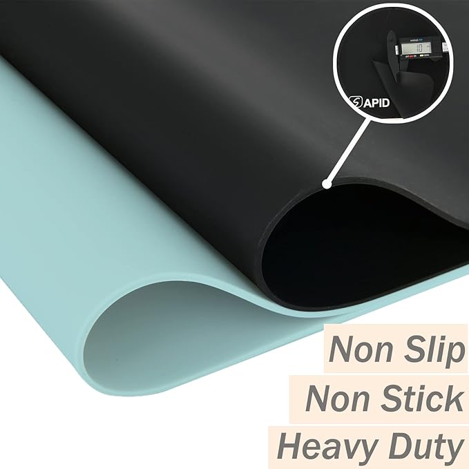 Extra Large Silicone Mat 36" x 24" Place Mats, Heat Resistant Mat for Kitchen Countertop Protector, Thick Placemats Washable Silicone Mats for Kitchen Counter Mat Dining Table Mat, Mint Green, Sapid