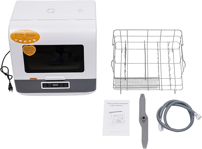 Portable Dishwasher,800W Countertop Stainless Steel Mini Dishwasher With 3 Washing Programs,110v Multi-Functional Large Capacity Dishwasher For Apartments,Dorms, Kitchens,Campers/Rvs