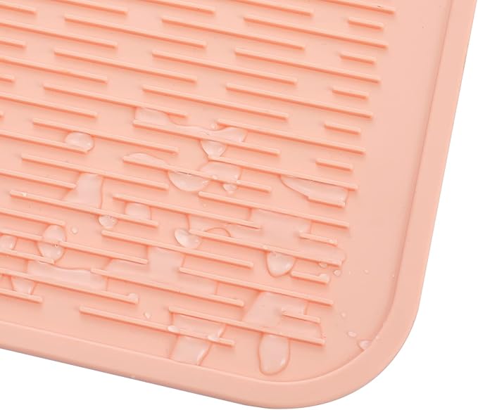 MicoYang Silicone Dish Drying Mat for Multiple Usage,Easy clean,Eco-friendly,Heat-resistant Silicone Mat for Kitchen Counter or Sink,Refrigerator or Drawer Liner Pink XL 18 inches x 16 inches
