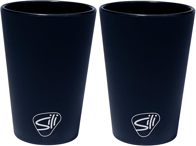 Silipint 1.5oz Silicone Shot Glasses – Pack of 2 Unbreakable, BPA-Free, Non-Toxic, Dishwasher & Freezer Safe Cups – Colored Shot Glasses for Cold Beverages, Cocktails, Travel, Party (Classic Black)