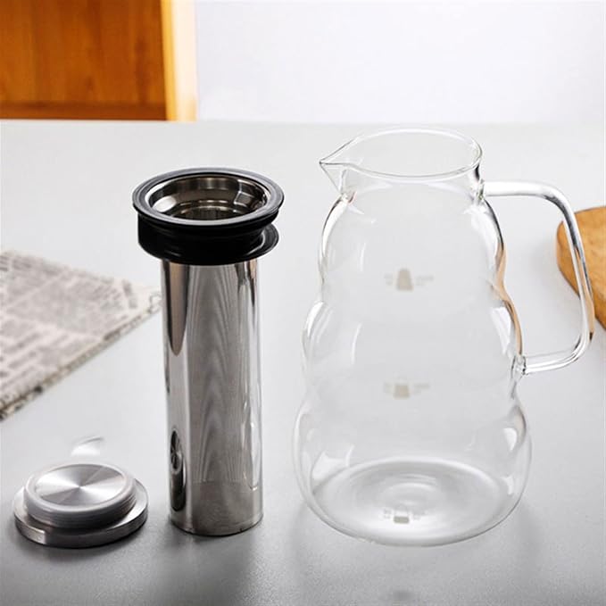 Coffeemaker Pots Cold Brew Iced Tea Water Glass Pitcher Coffee Maker Pot With Removable Stainless Steel Filter Drip Dual Use Espresso Carafe Tool